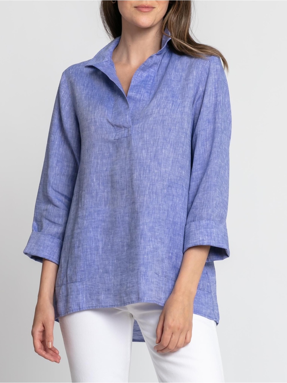 $330 NWT Hinson Wu “Salina” Linen Top in Cross Dyed Indigo Sz Small